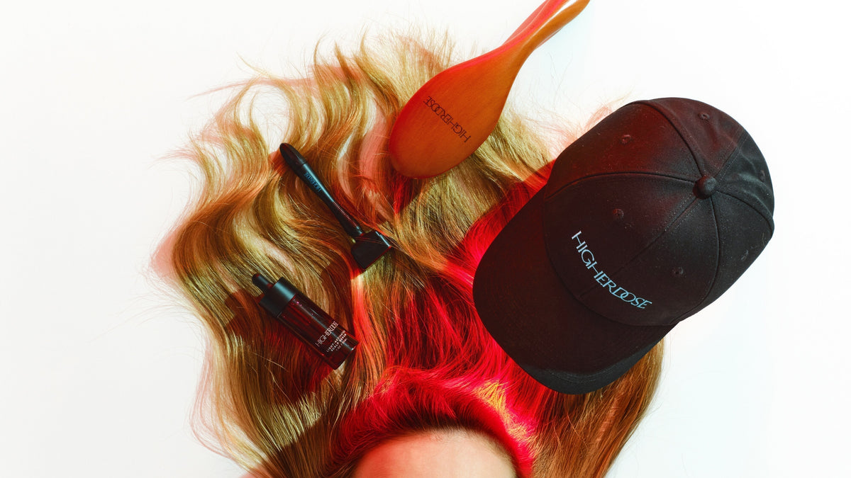 Your Complete Guide to the HigherDOSE Healthy Hair Ritual: How to Use the Scalp Serum, Derma Stamp + Red Light Hat
