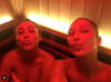 Two women pouting inside a HigherDOSE Full Spectrum Infrared Sauna