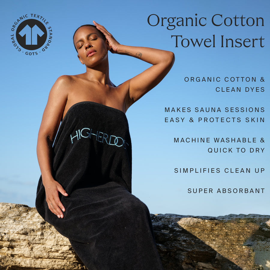 Black organic cotton towel insert with 