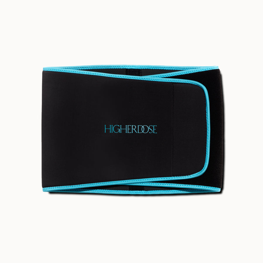 Black sweatband with turquoise trim and 