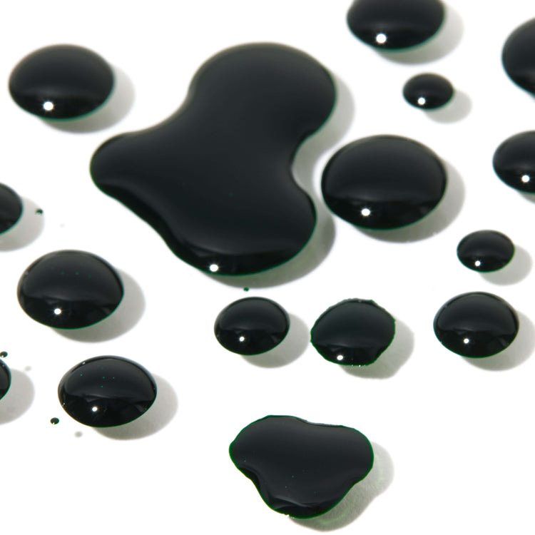 Droplets of a green liquid