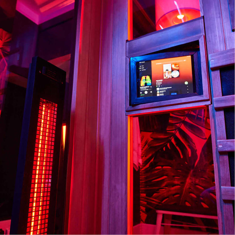 The controls of a HigherDOSE infrared sauna box